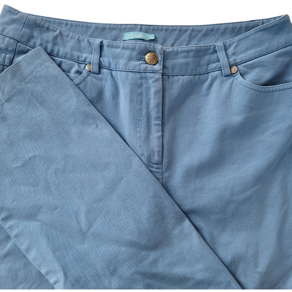 J McLaughlin Women Light Blue Cotton Blend Pants Size 6 Straight Leg Casual‎